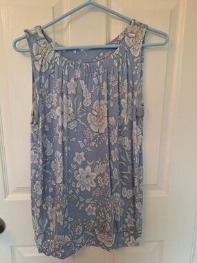 LOFT Powder Blue Floral Sleeveless Tank